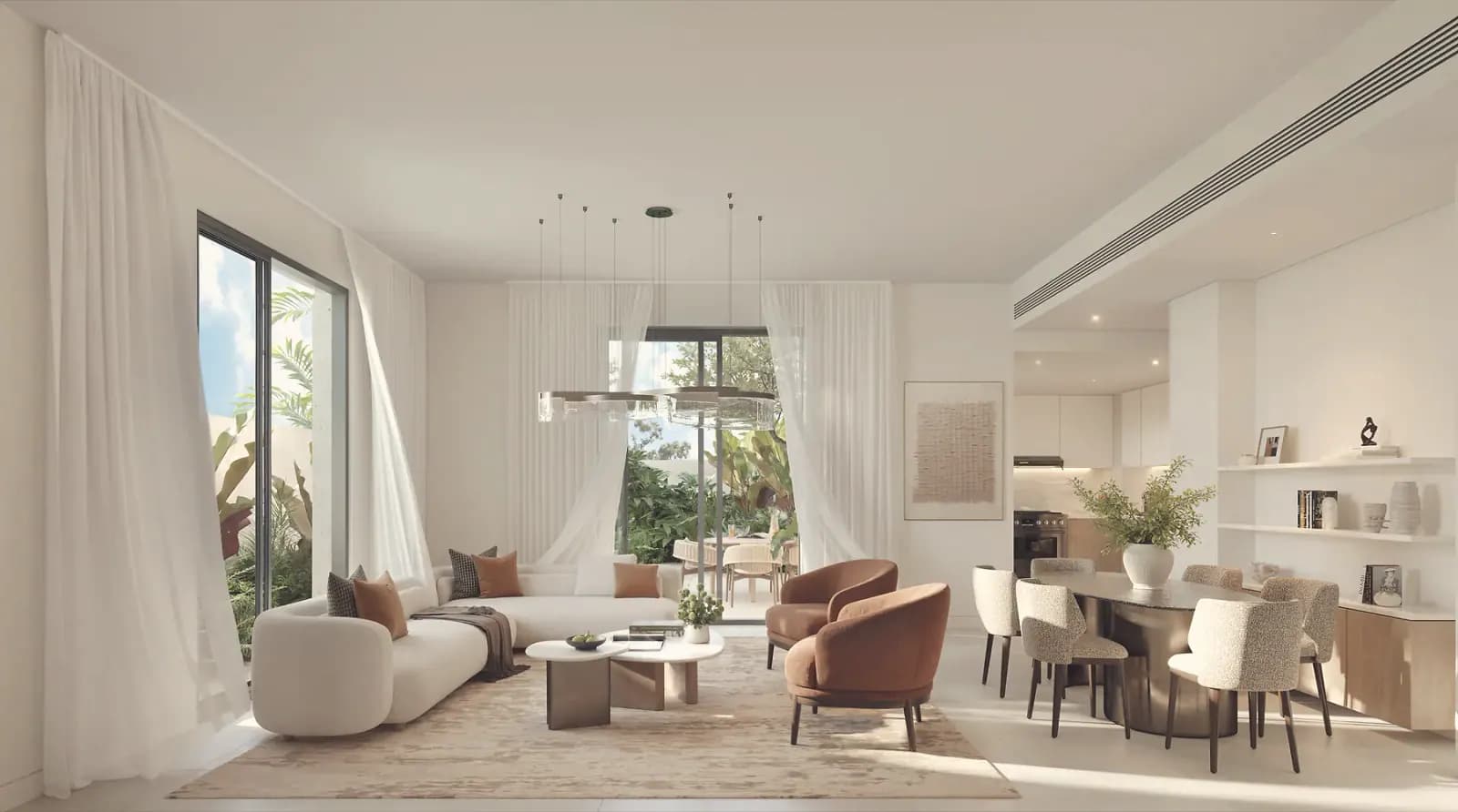 Al Ghadeer Gardens living room, render