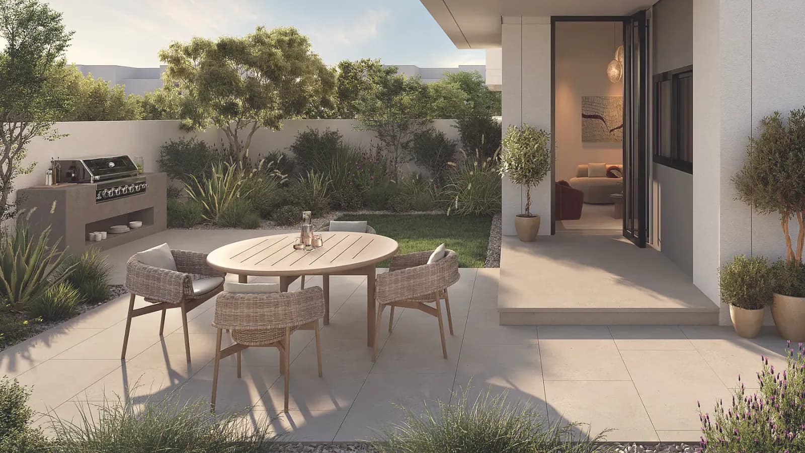 Al Ghadeer Gardens garden terrace, render