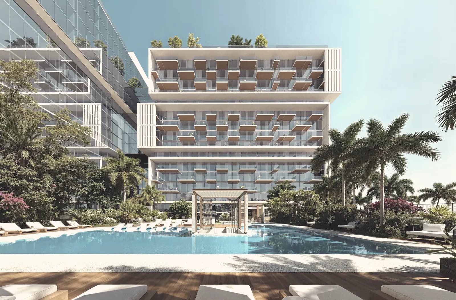 Raw District II rooftop pool, render